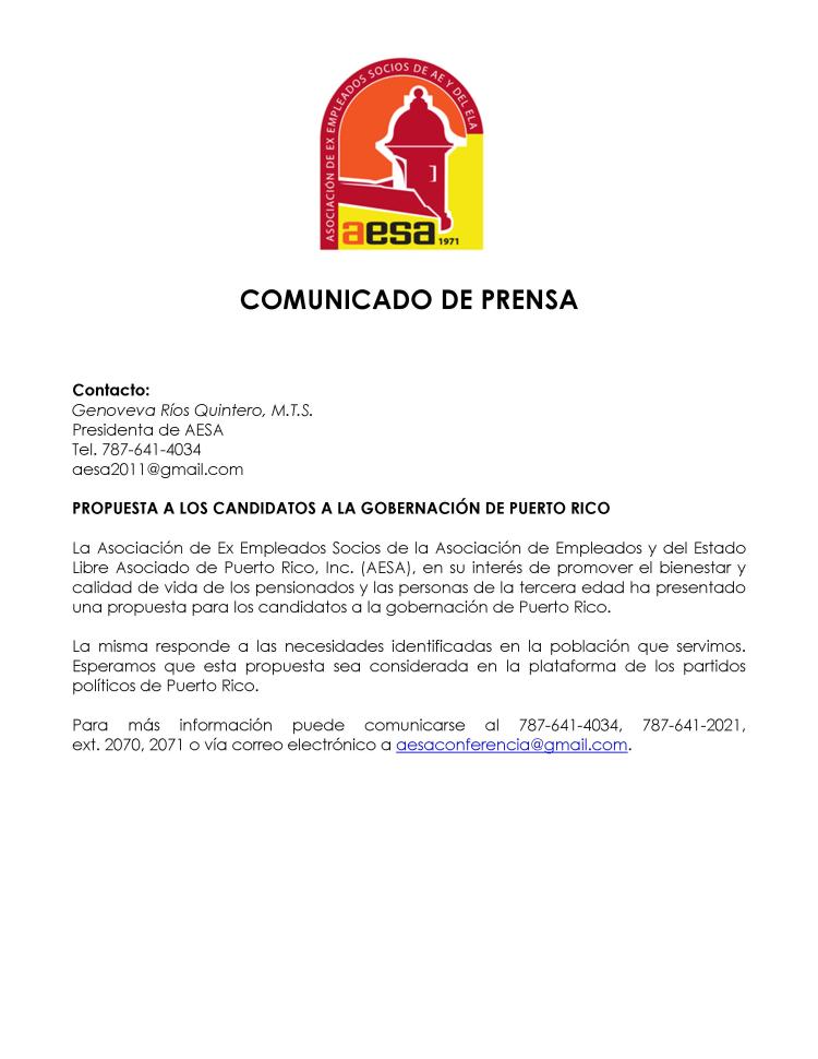 COMUNICADO DE PRENSA