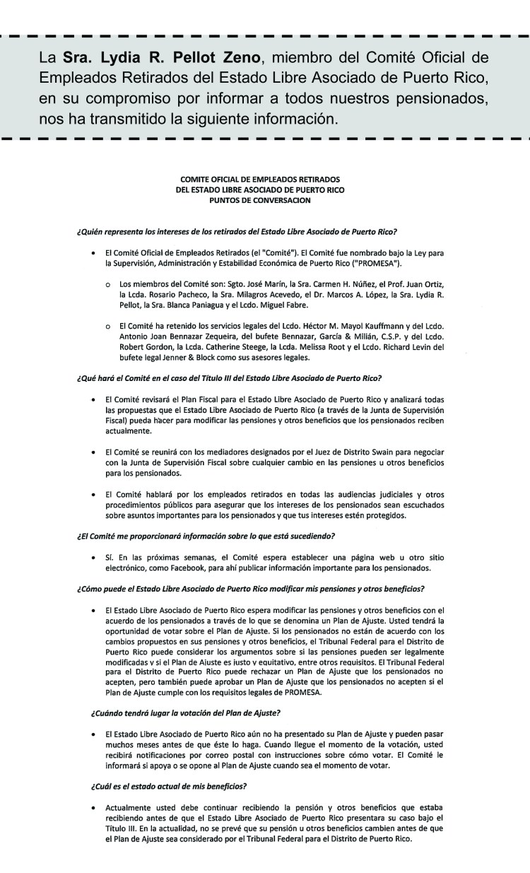 COMUNICADO DEL COMITE OFICINAL